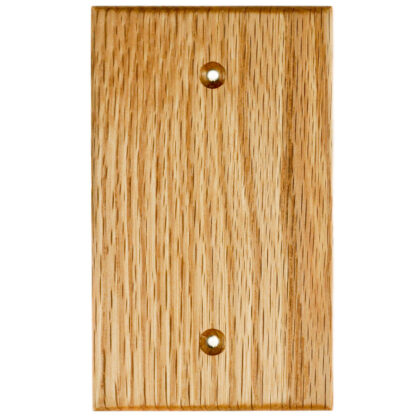 1 gang blank oak electrical outlet cover made by Virgin Timber Lumber Co.