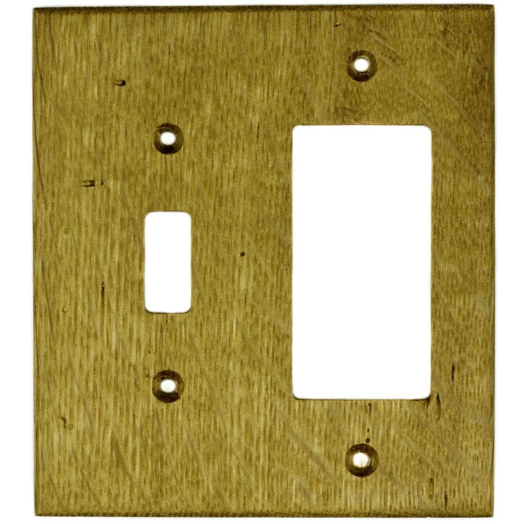 Oak Reclaimed Wood Wall Plate 2 Gang Combo Light Switch, GFCI