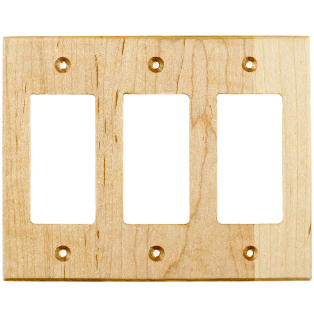Maple Wood Wall Plate 3 Gang GFCIDecora Outlet Cover Virgin Timber