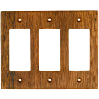 3 gang oak reclaimed wood decora style light switch cover for rocker switches and gfci outlet