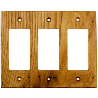 3 gang wormy American chestnut reclaimed wood decora rocker switch cover plate or gfci outlet cover plate