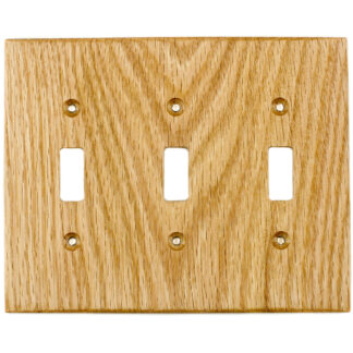 3 gang oak wood light switch cover made by Virgin Timber Lumber Co.