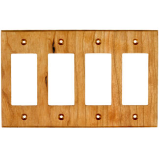 4 gang cherry wood decora rocker light switch cover plate or gfci outlet cover plate manufactured by Virgin Timber Lumber Co.