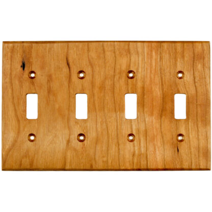 4 gang cherry wood light switch cover plate for toggle switches