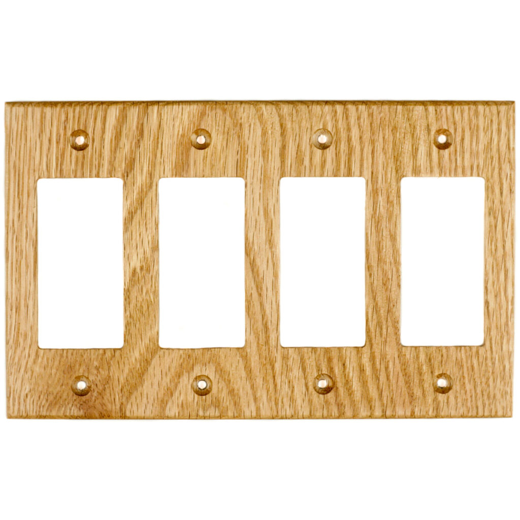 Oak Wood Wall Plate 4 Gang GFCIDecoraRocker Switch Cover Virgin