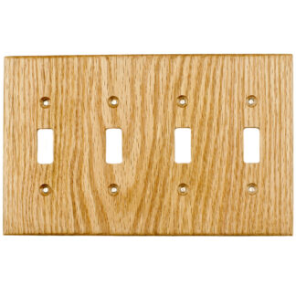 4 gang oak wood light switch cover, light switch plate, toggle switch cover made by Virgin Timber Lumber Co.