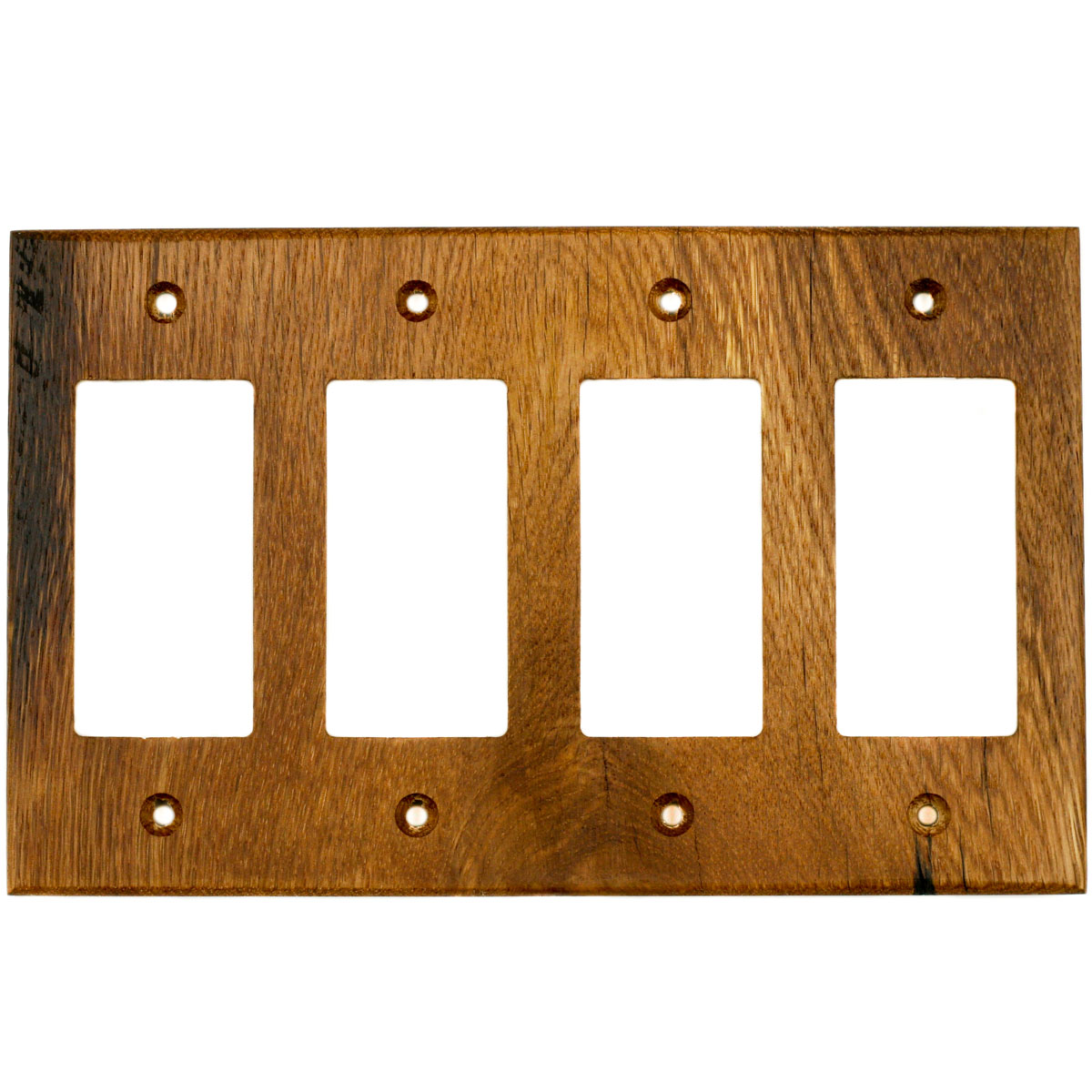 Oak Reclaimed Wood Wall Plate - 4 Gang GFCI-Decora-Rocker Switch
