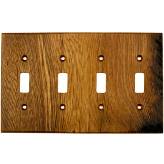 4 gang reclaimed oak wood light switch cover plate for toggle style light switches
