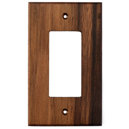 1 gang black walnut wood outlet cover for decora rocker switch, decora outlet, or ground fault protected electrical outlet (GFCI, GFI)