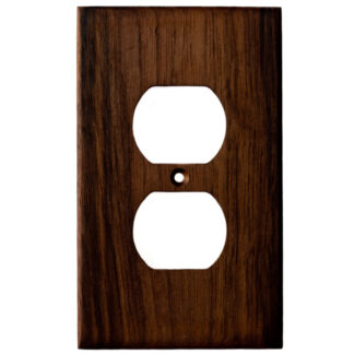 1 gang black walnut wood outlet cover for a duplex electrical outlet