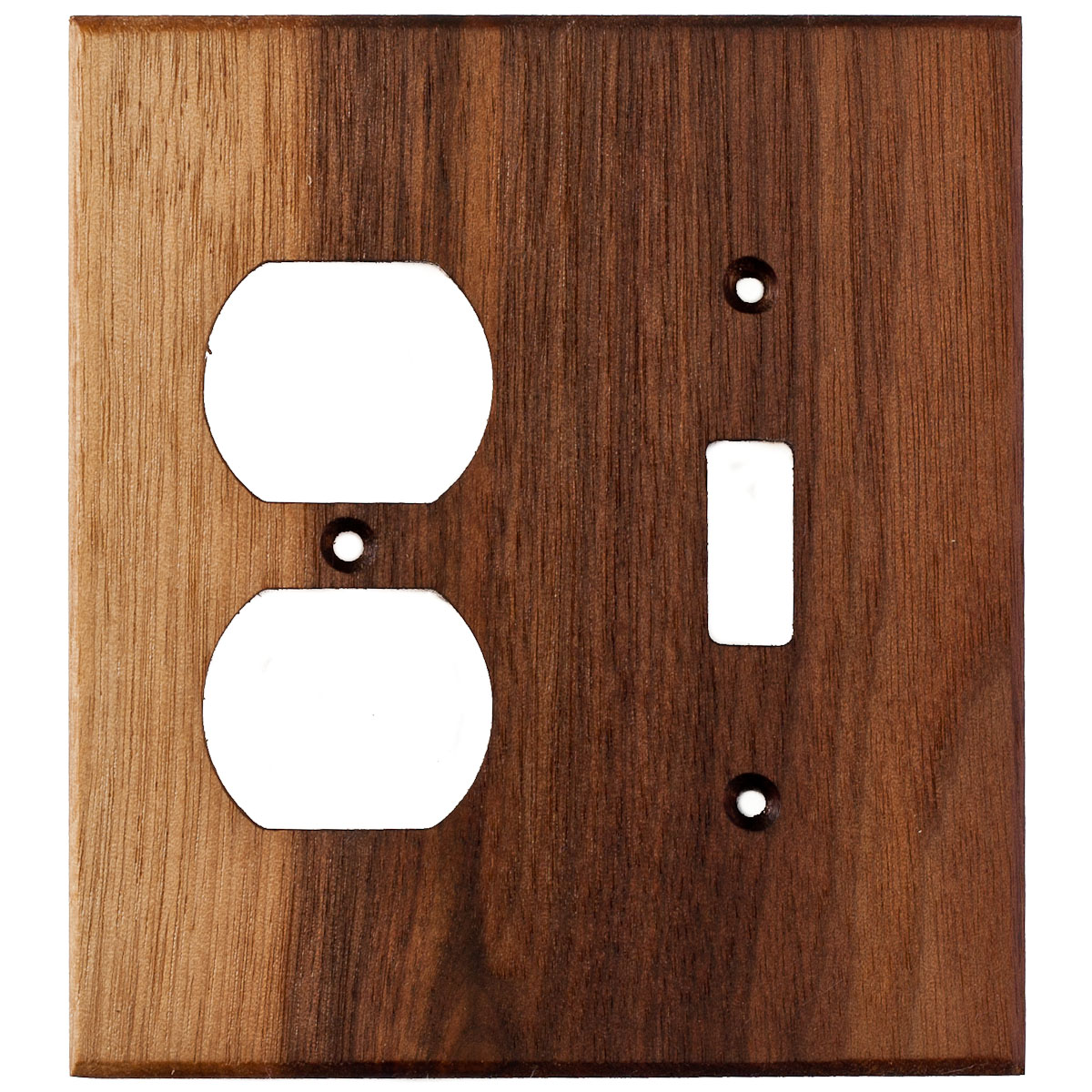 Black Walnut Wood Wall Plate - 2 Gang Combo - Light Switch, Duplex Outlet  Cover