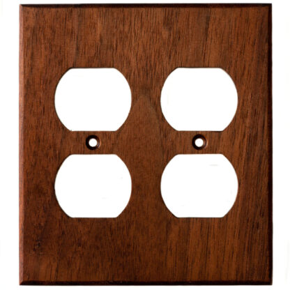2 gang black walnut wood outlet cover for duplex electrical outlets