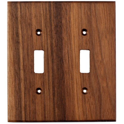 2 gang black walnut wood light switch cover plate for toggle switches