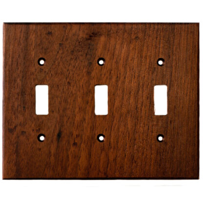 3 gang black walnut wood light switch cover for toggle switches