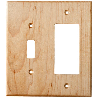 Maple Wood Wall Plate - 2 Gang Combo - Light Switch, GFCI Outlet Cover