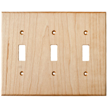 Maple Wood Wall Plate - 3 Gang Light Switch Cover