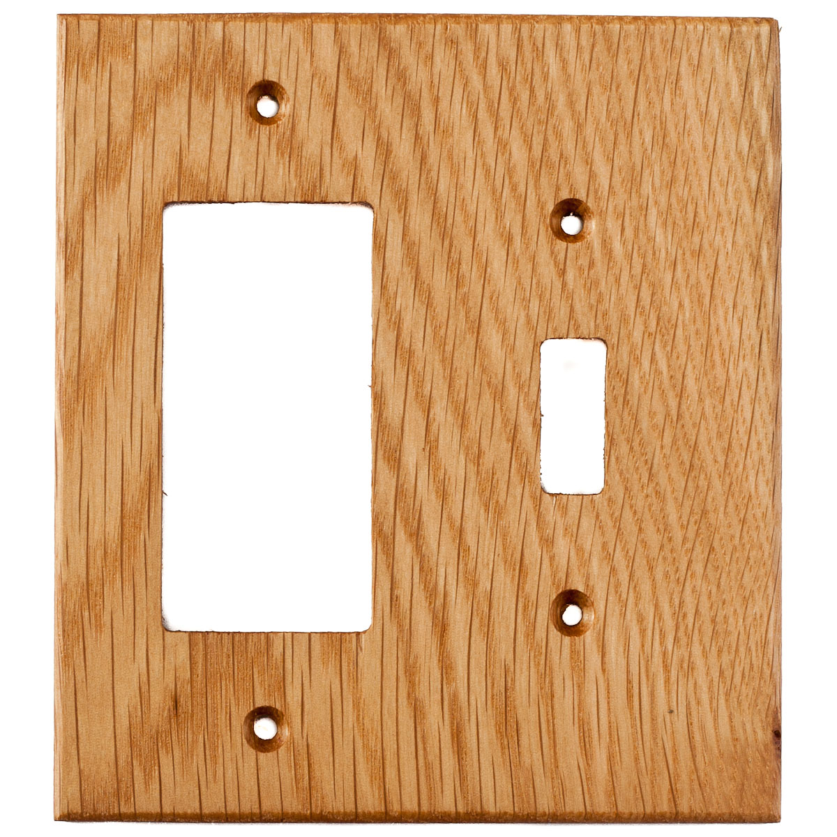 Oak Wood Wall Plate - 2 Gang Combo - Light Switch, GFCI Outlet Cover