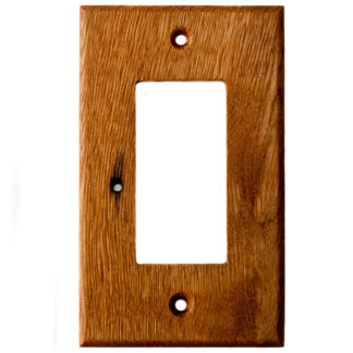 1 gang reclaimed oak wood electrical cover plate for decora rocker switch, decora outlet or ground fault outlet (GFCI, GFI)