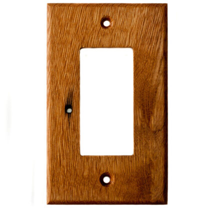 1 gang reclaimed oak wood electrical cover plate for decora rocker switch, decora outlet or ground fault outlet (GFCI, GFI)