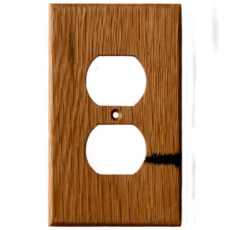1 gang reclaimed oak wood outlet cover for duplex electrical outlet
