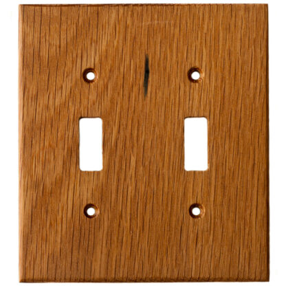 2 gang reclaimed oak wood light switch cover for toggle switches
