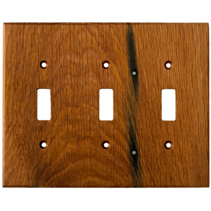 3 gang reclaimed oak wood light switch cover for 3 toggle switches