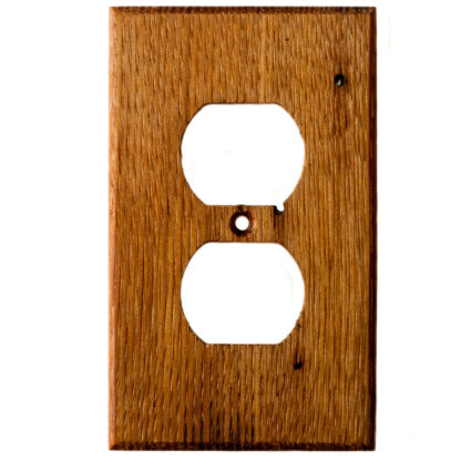 1 gang reclaimed American chestnut wood outlet cover for duplex outlet made by Virgin Timber Lumber Co.