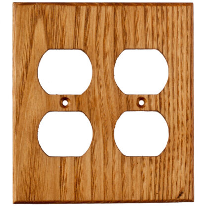 2 gang reclaimed wormy American chestnut wood outlet cover plate for two duplex outlets