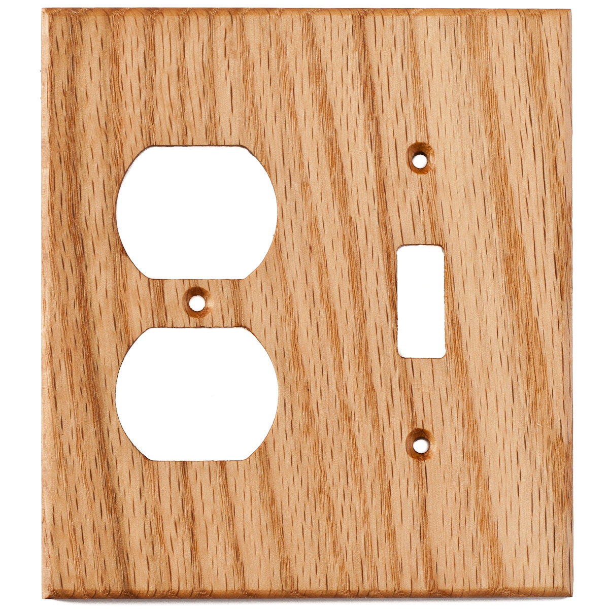 Oak Wood Wall Plate - 2 Gang Combo - Light Switch, Duplex Outlet Cover