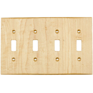 4 gang maple wood light switch cover for toggle switches made by Virgin Timber Lumber Co.