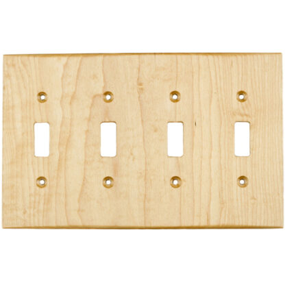 4 gang maple wood light switch cover for toggle switches made by Virgin Timber Lumber Co.